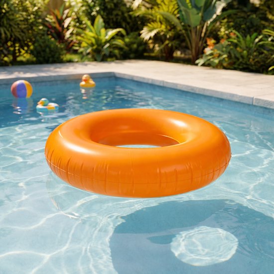 Eddy Toys Zwemring Ø 90 cm - Opblaasbare Zwemband - Opblaasband - Max 65 kg - Inclusief Reparatiepatch - Oranje