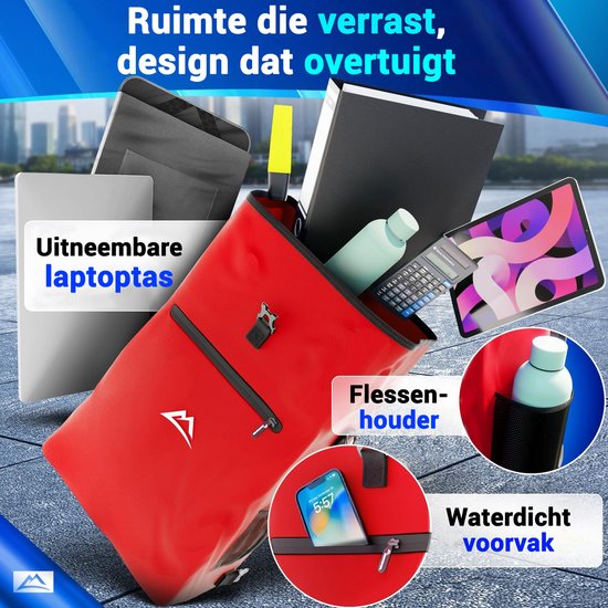 Nextcover 3in1 Fietstas Enkel voor Bagagedrager [PVC vrij] | Waterdichte Fietstas, Rugzak en Schoudertas 25L | Ideaal voor Laptop en Wekelijkse Aankopen | Fiets Tas Enkele | Fietstassen