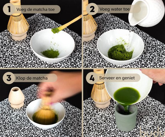 Budu Matchatset 3-delig - Matcha klopper - Matcha thee set