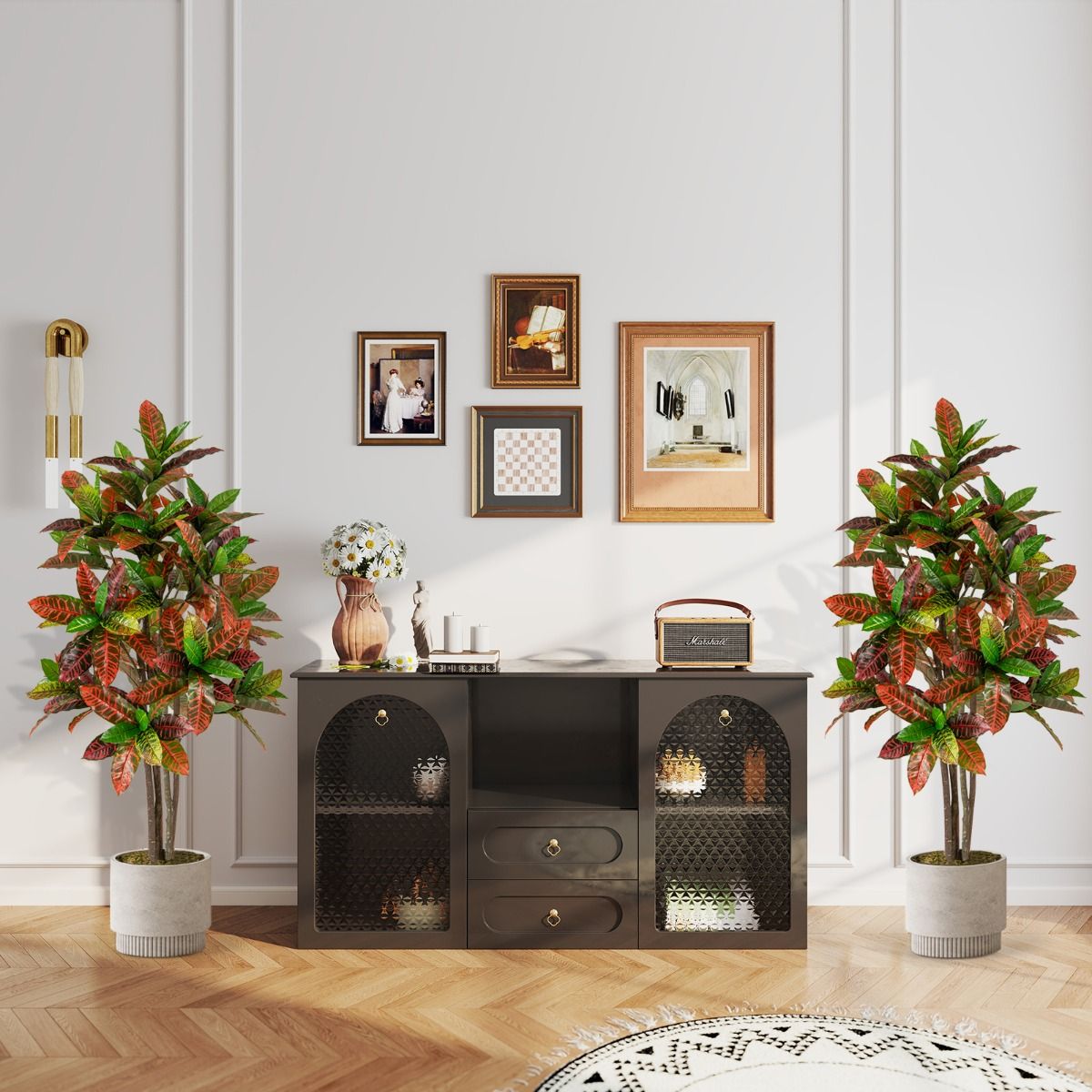 Coast Kunstplant Croton Palmboom - echte houten stam - kleurrijke bladeren - 150 cm