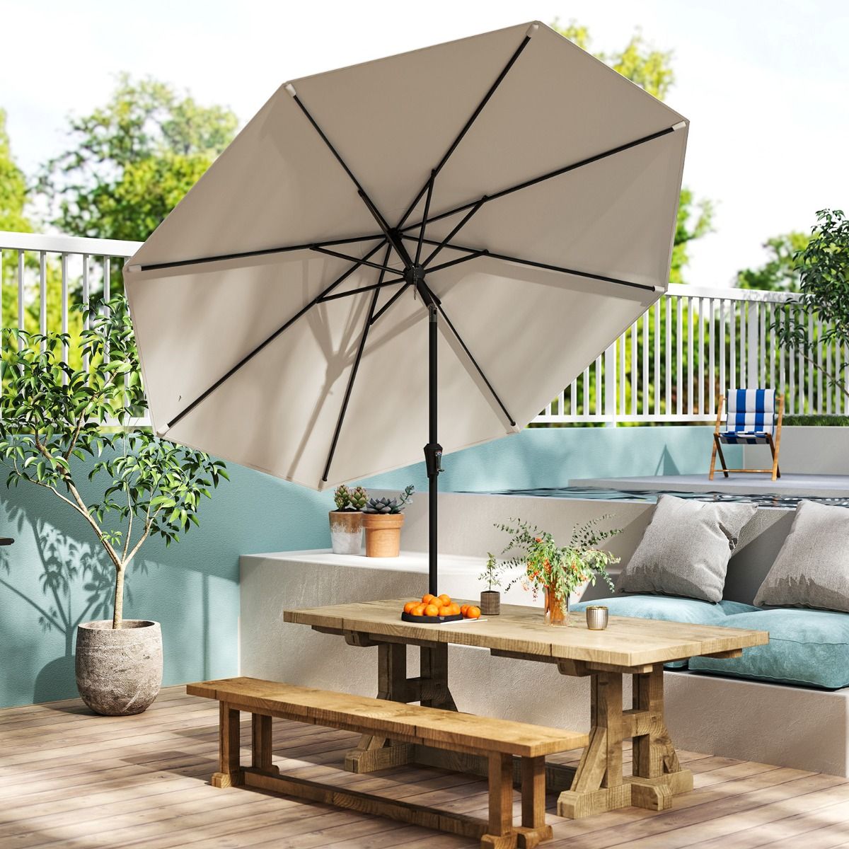 Coast Grote Terrasparasol - Kantelbaar met zwengel - UV-bescherming - 270 cm - beige