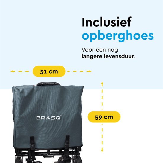 BRASQ Bolderkar Opvouwbaar - 100 Liter - 80 KG Draagkracht - Draaibare wielen mét rem - 90x51x100 CM - Verstelbare hendel - Inklapbare Bolderwagen - Compact – Grijs