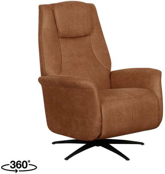 LABEL51 Stockholm Elektrische Relaxfauteuil Cognac - Micro Suede - 350° Draaibaar