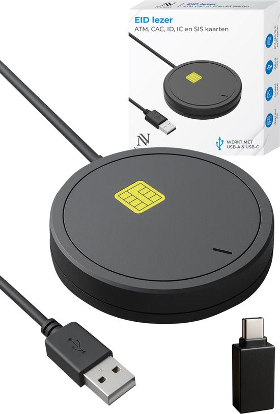 Nuvance Id Kaartlezer - eID Reader België - Voor Belgische Identiteitskaart, Bankkaart & Bedrijfspas - Identiteitskaartlezer Usb