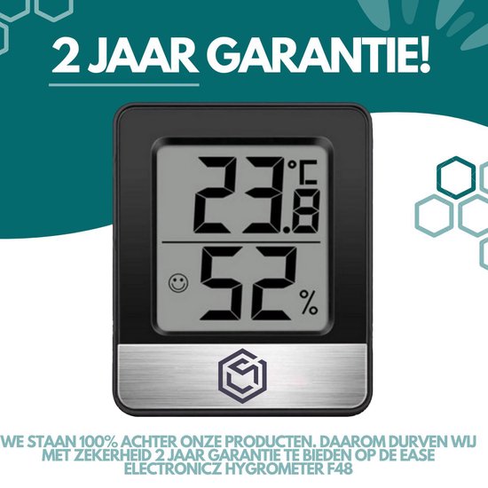 Ease Electronicz Hygrometer - Luchtvochtigheidsmeter - Digitaal Weerstation - Vochtigheidsmeter - Thermometer voor Binnen - Inclusief batterij