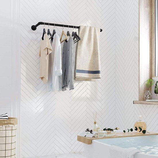 Hoppa! - Kledingrek Set van 2 - Industrieel Design - Zwart 92x30x7.5 cm
