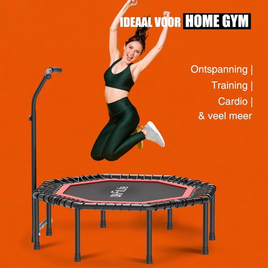 DH FitLife Opvouwbare Fitness Trampoline Ø121 cm – Indoor Trampoline zonder Installatie – Met 3 Verstelbare Handgrepen – Stevig & Stil, tot 150 kg, Voor Kinderen & Volwassenen