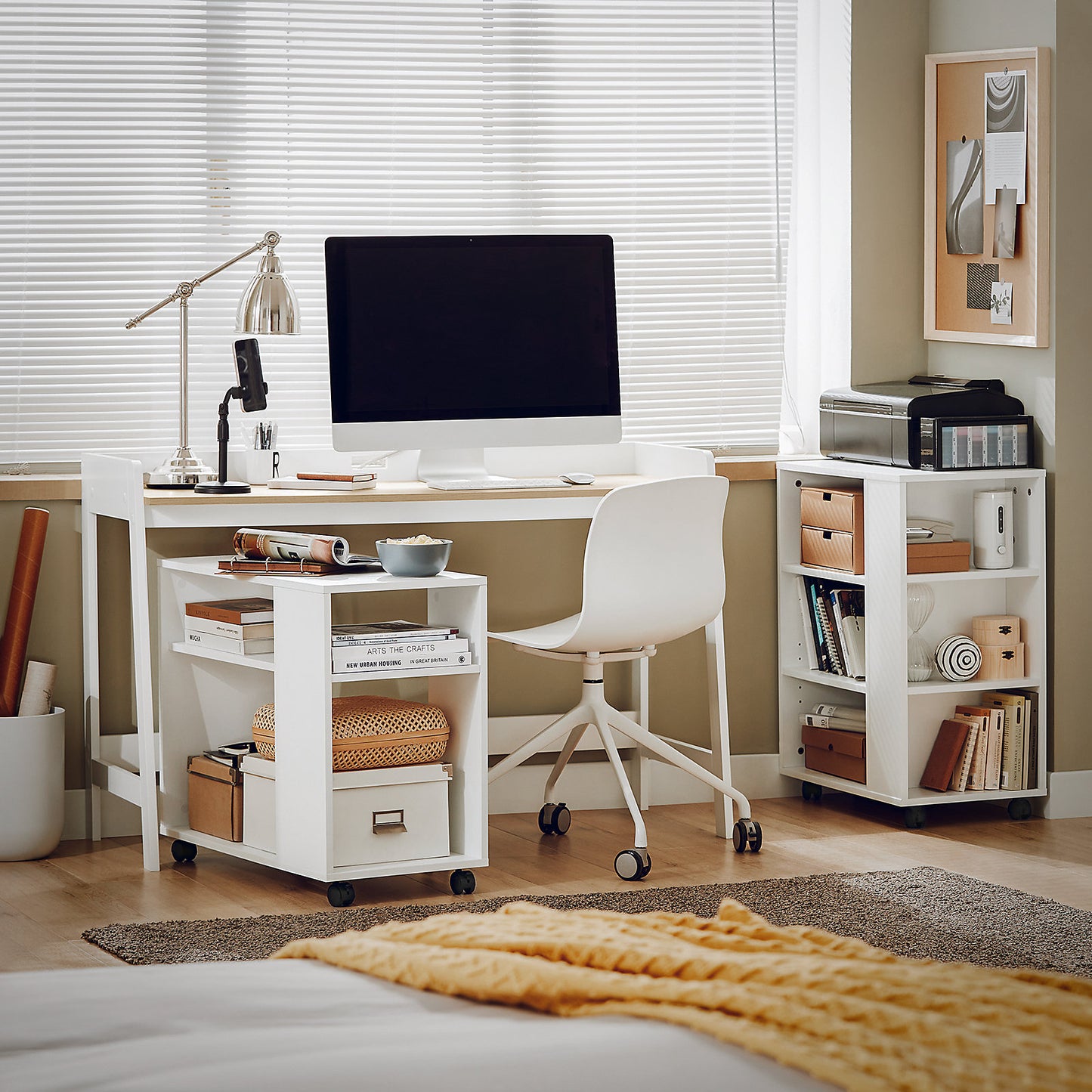 SoBuy Bureau / Home Office Desk – Wit Houten Design met Ruim Werkblad