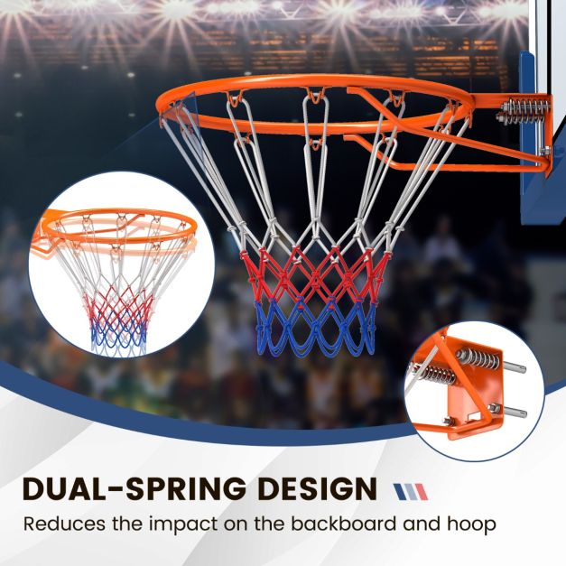 Coast 45 cm Basketbalring met Net voor Alle Seizoenen aan de Muur Bevestigde Basketbalstandaard met Dubbele Veren