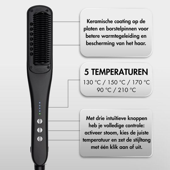 Sansbeauté® Stoomstijltang PRO - Stoom Stijltang - Professionele Stijltang 5.0 – Stoomstijltangs - Zwart
