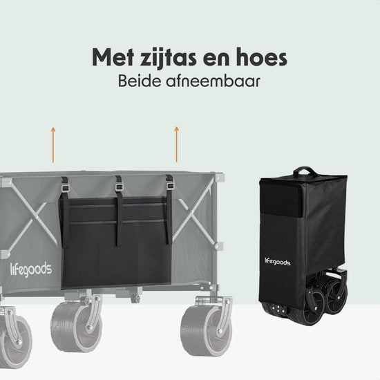 LifeGoods Bolderkar - XXL - Opvouwbaar - 300L - 150KG Draagkracht - Zwart