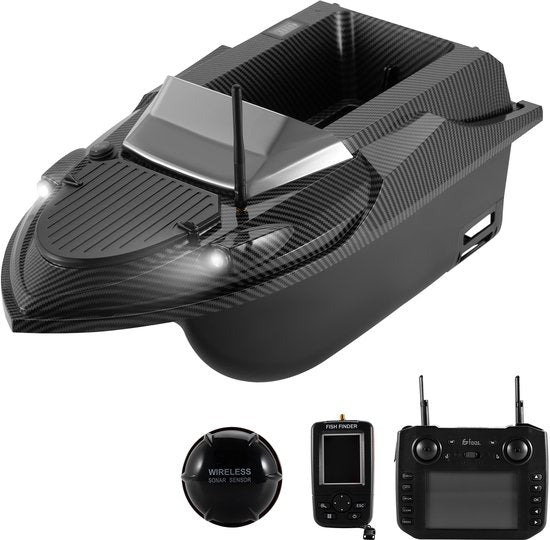 Voerboot T70 - met GPS en Fish Finder - Voerboot Karper - Tot 3kg Laadvermogen - Baitboat - 800m Bereik - Zwart - van Faas