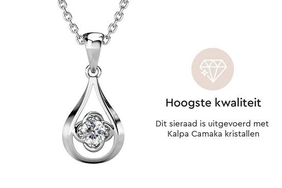 Yolora Dames Ketting met Kalpa Camaka Kristal Hanger - Zilver kleurig - 18K Witgoud Verguld - Cadeauverpakking - Moederdag Cadeautje