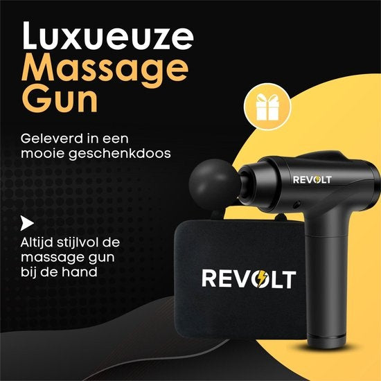 Revolt - Massage Gun - 30 Verschillende Snelheden - 6 Opzetstukken - Luxe Opbergkoffer - Deep Tissue - Voor Spierherstel & Blessures - Hoge Amplitude