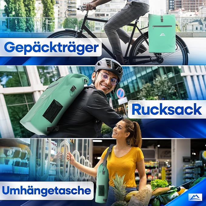 Nextcover 3-in-1 Fietstas, Rugzak en Schoudertas 25 Liter - Waterdicht en PVC-vrij - Met Laptopvak - Geschikt voor E-bike - Coin