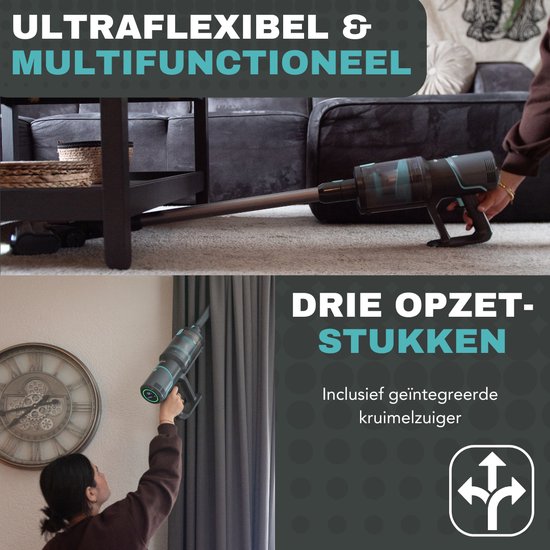 Achaté Draadloze stofzuiger – 4 Opzetstukken – 300W – 25,9V – 2,5 kg – Zwart
