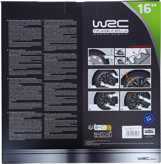 WRC Wieldoppen 16 inch - zilver/zwart - 4st