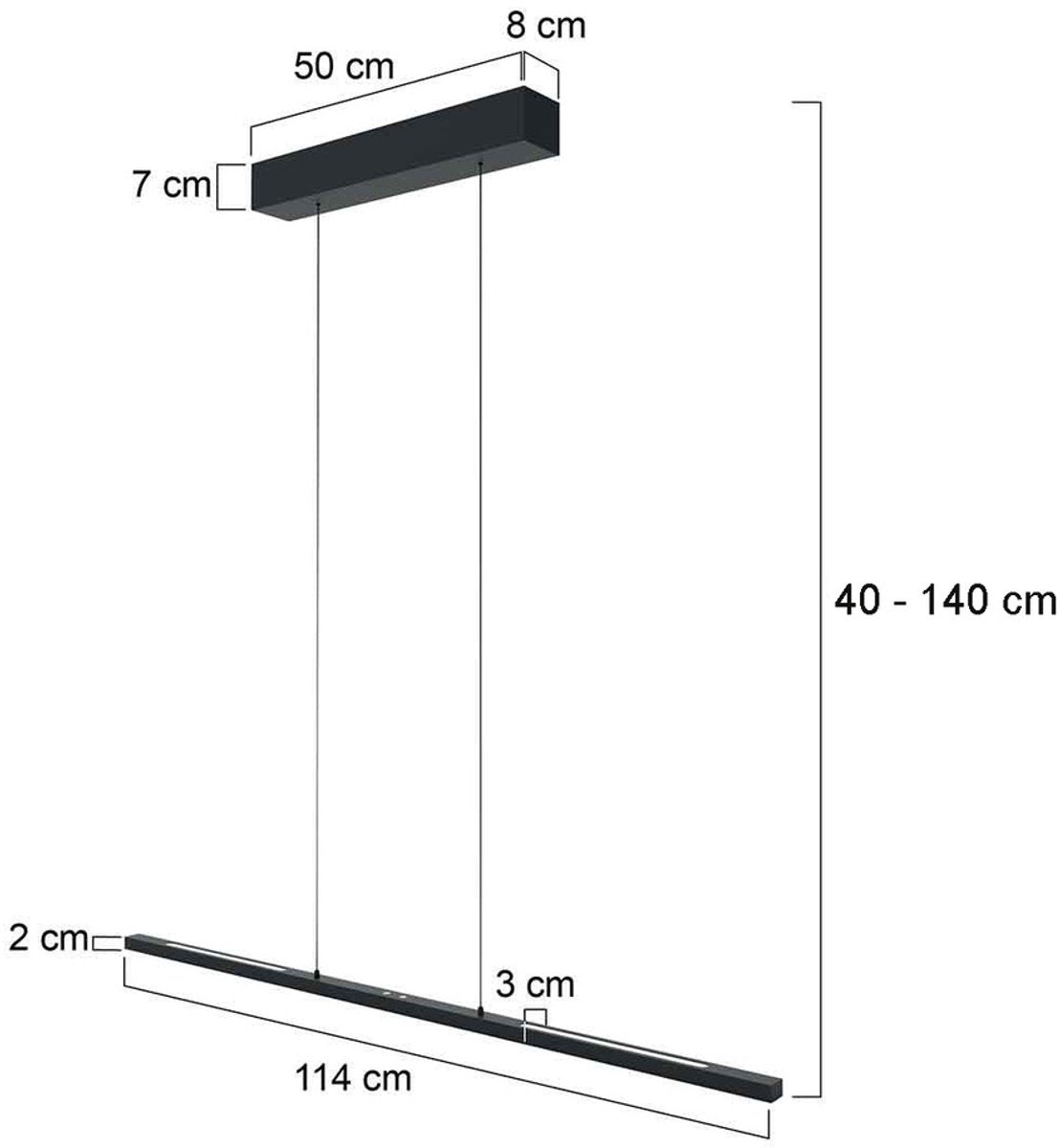 Steinhauer Bande LED Hanglamp – Zwart Metaal – Designlamp met Boven- en Onderlicht – Verstelbaar – Modern & Functioneel – 3-Lichts – 3800 Lumen