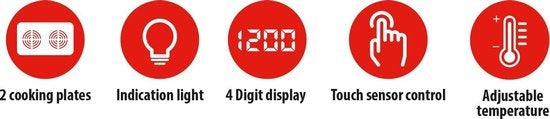 Alpina 2-Pits Inductie Kookplaat - 2 Kookzones - Kinderslot - Digitaal display - 3500 Watt