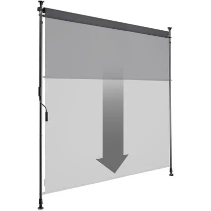 Tectake Zonnescherm Klemzonnescherm Taija Met Handslinger – Waterafstotend Polyester Met Hoge UV Bescherming En Meerstaps Telescoopstang – Voor Balkon En Terras – Donkergrijs Gepoedercoat Staal – 150 x 310 cm
