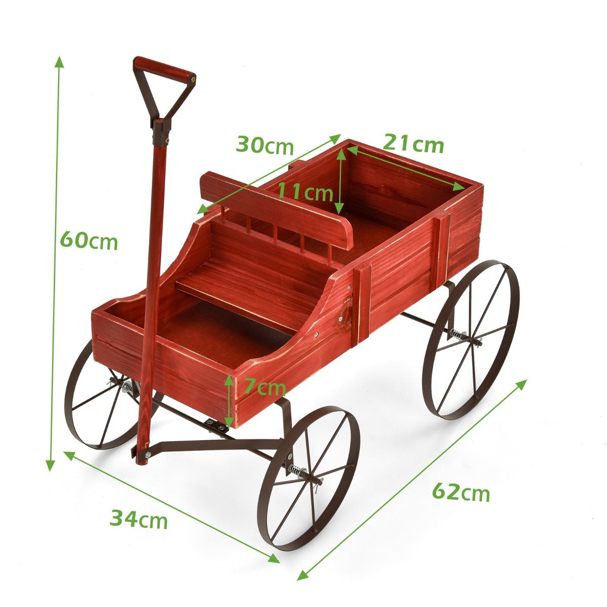 Coast Plantenbak - Wagenvorm - 62 x 34 x 60 cm - Rood