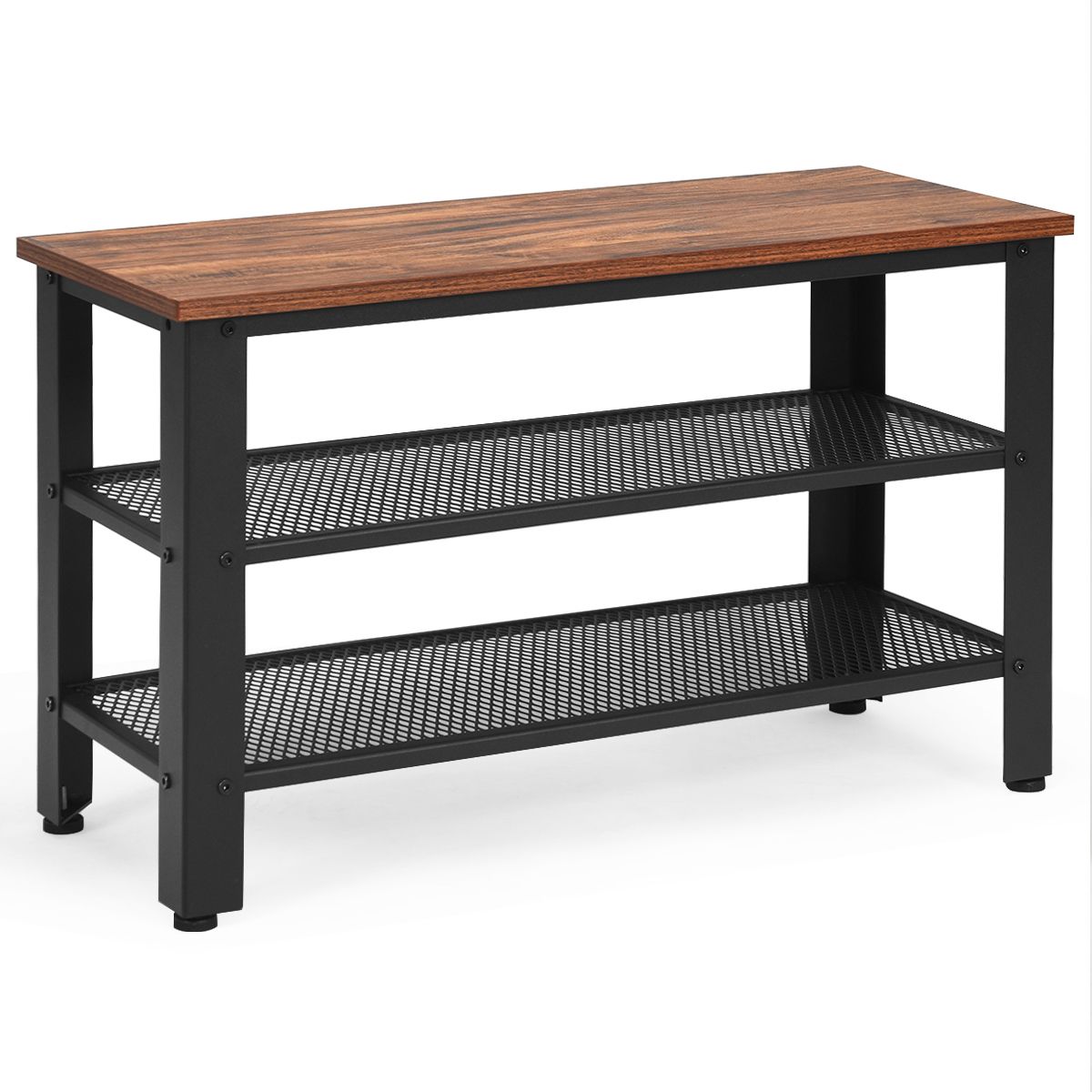 Coast Schoenenbank met schoenenrek - 2 opbergniveaus - zitje - zwart - 73 x 30 x 45 cm