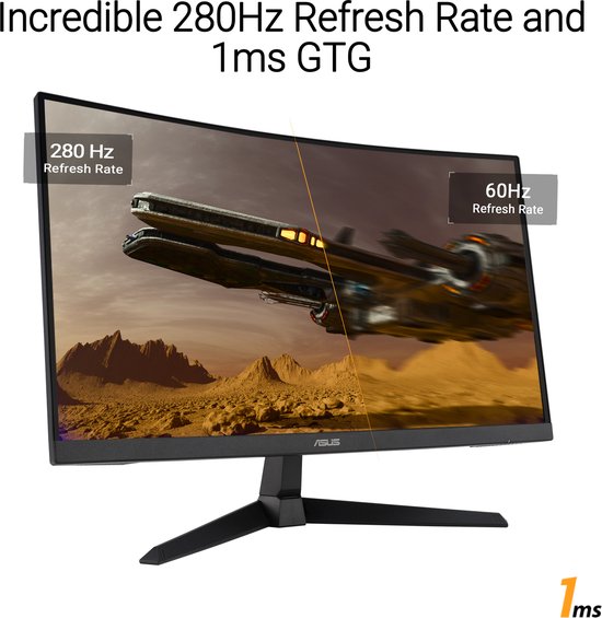 ASUS TUF Gaming VG27VQM1B - FHD Gebogen Gaming Monitor - 280Hz - FreeSync Premium - 27 Inch