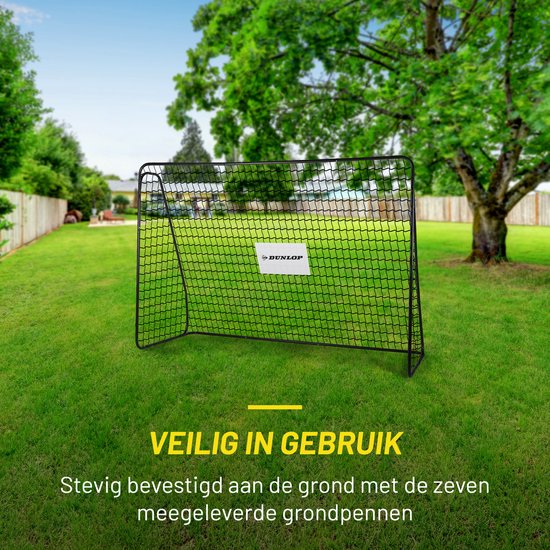Dunlop Voetbaldoel - 300 x 205 x 120 cm - Buitenspeelgoed voor Kinderen en Volwassenen - Snelle Montage - Voetbal Training Doel - Metaal - Zwart