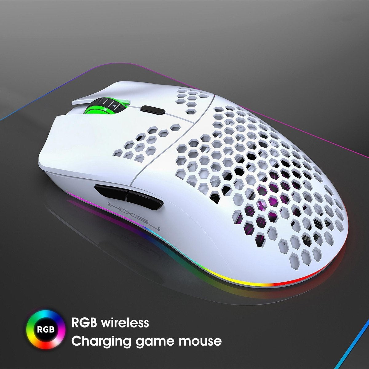 HXSJ T66 2.4G Draadloze Gaming Muis - Compact - RGB Verlichting - Wit
