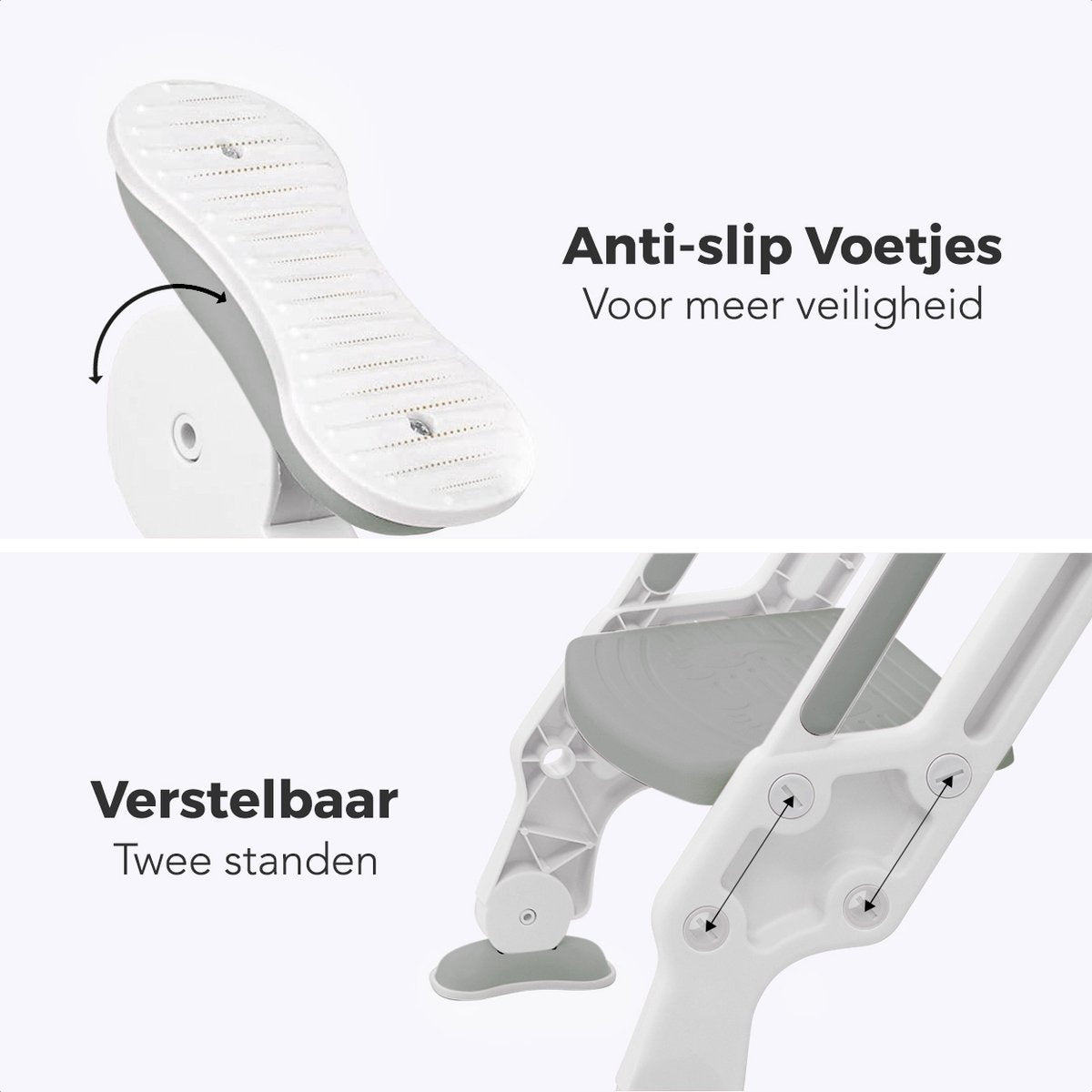 LifeGoods WC Verkleiner met Trapje - Toilettrainer met Opstapje - Potje peuter - 2 tot 7 Jaar - Grijs/Wit