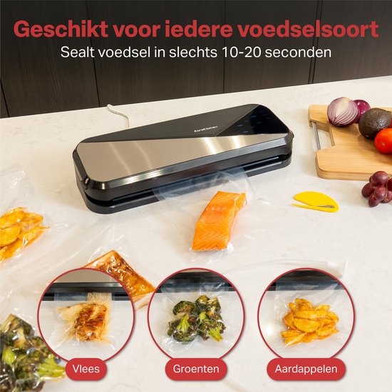AoraKitchen Vacumeermachine - Vacuummachines - 6 Functies - Incl. 20 Vacumeerzakken & Vacuum Slang