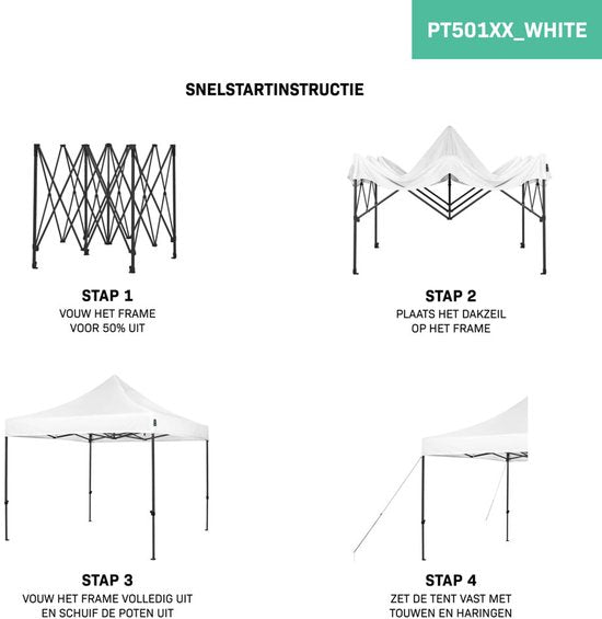 VONROC Partytent - 3x3 m – Premium easy-up Partytent - Modulair Ontwerp – Opvouwbaar – Waterdicht – Stalen Frame - 50+ UV Bescherming - Incl. Opbergtas - Wit