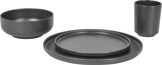Bo-Camp - Industrial - Servies - Patom - 16 Stuks - Antraciet