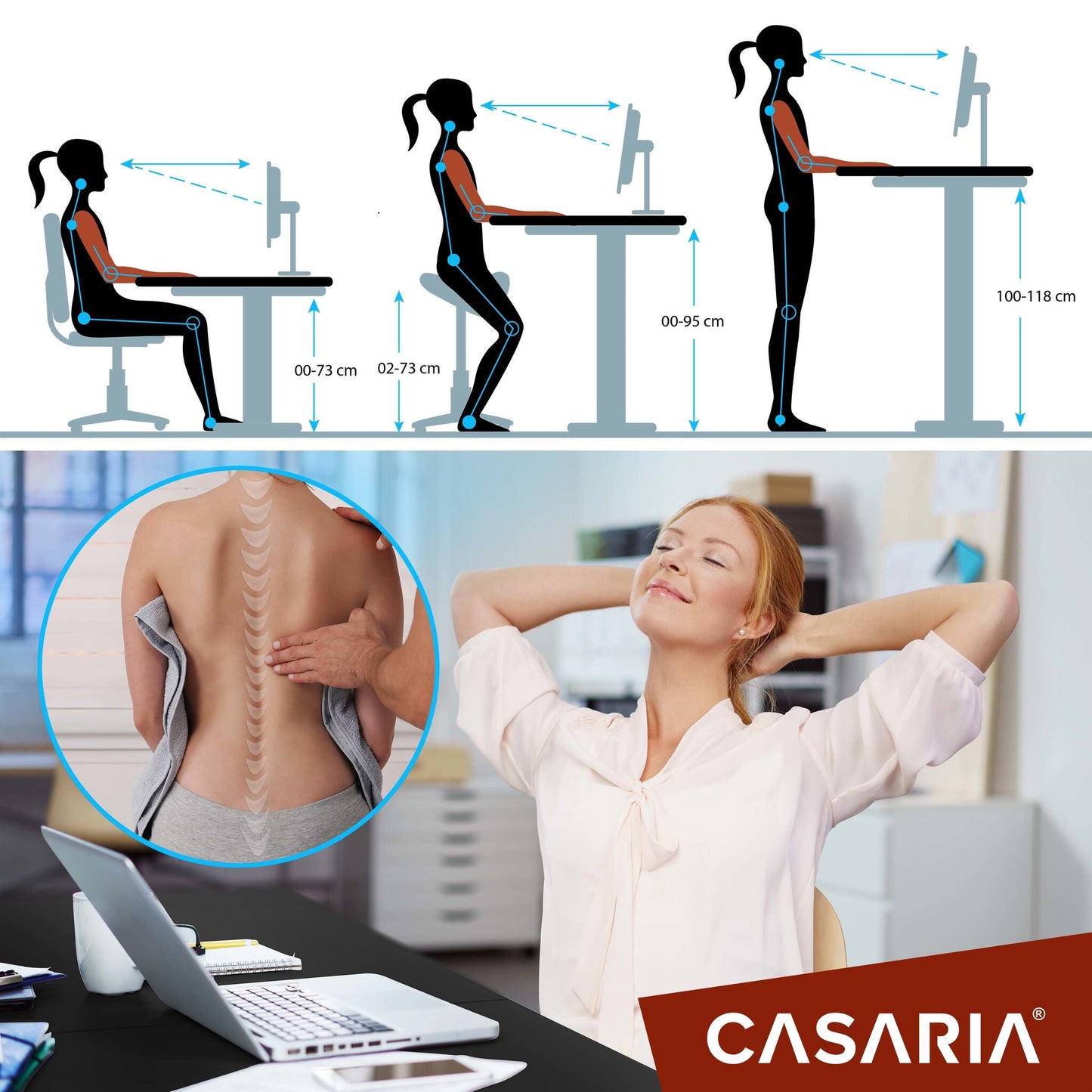 Casaria Zit Sta Bureau – Hoogte Verstelbaar Elektrisch - 160x75cm Zwart