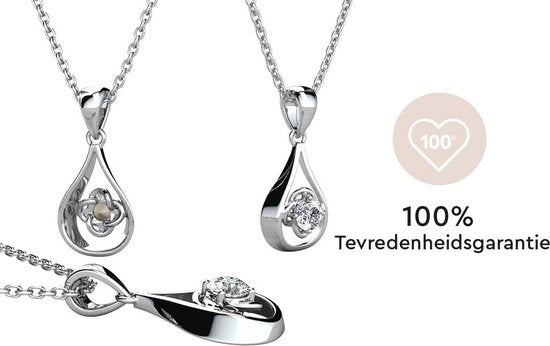 Yolora Dames Ketting met Kalpa Camaka Kristal Hanger - Zilver kleurig - 18K Witgoud Verguld - Cadeauverpakking - Moederdag Cadeautje