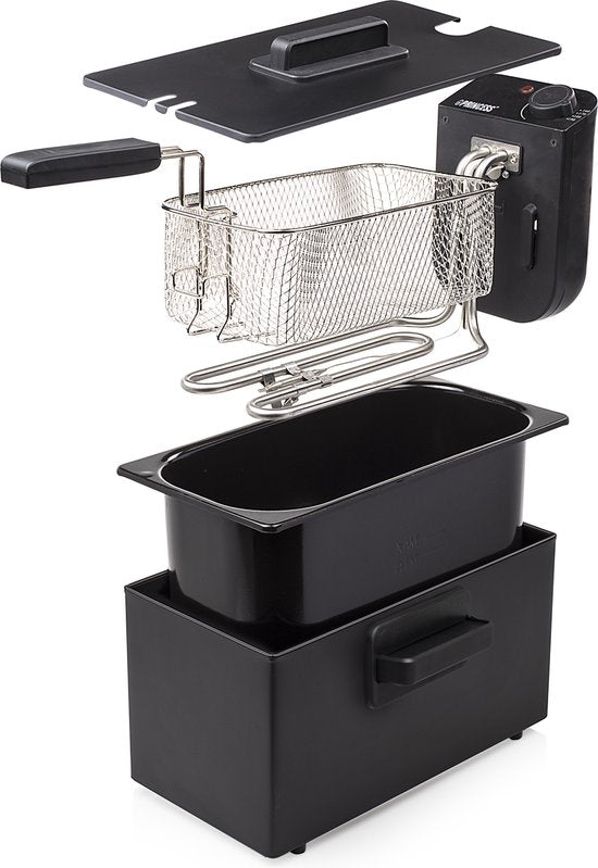 Princess Friteuse - 3 liter - Koude zone - Frituurpan - 2000W - Regelbare thermostaat - Zwart - 182727