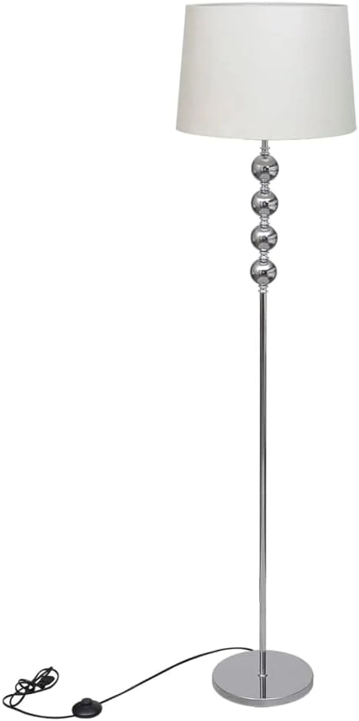 VidaXL Vloerlamp met 4 Bollen - Witte Ronde Lampenkap Ø 38 cm - Chroom met Voetschakelaar - E27