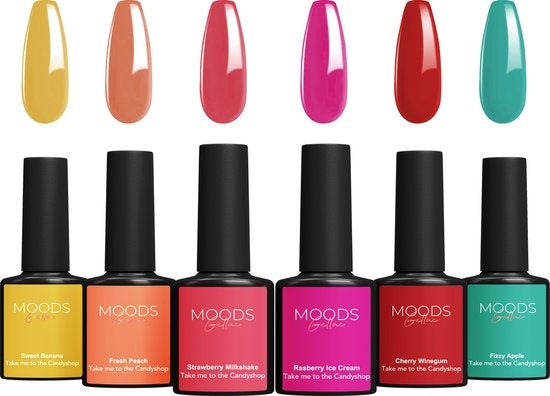 Moods Gellac 6-delige Set - Gel Nagellak - 8ML - Take me to the Candyshop Edition - Gellac - Nagels - Gellak Starterspakket - Zomerse Kleuren
