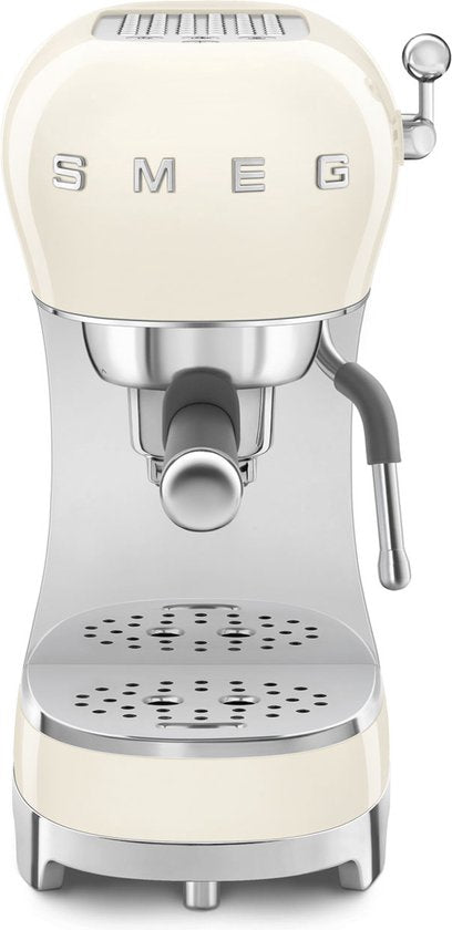 SMEG ECF02CREU Handmatige Espressomachine - Pistonmachine - 15 Bar - Thermoblock - Stoompijp - Geschikt voor Gemalen Koffie & E.S.E. Pads - '50s Style - Crème