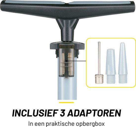 Dunlop Fietspomp met Drukmeter - Fiets Pomp voor Dunlop, Schrader en Frans Ventiel - Staande Pomp Incl. Adaptoren voor Waterspeelgoed en Ballen