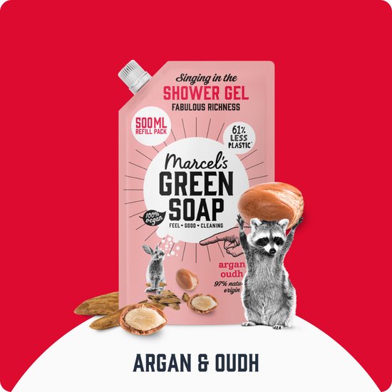 Marcel's Green Soap Douchegel Navulling - Argan & Oudh - 6 x 500ml