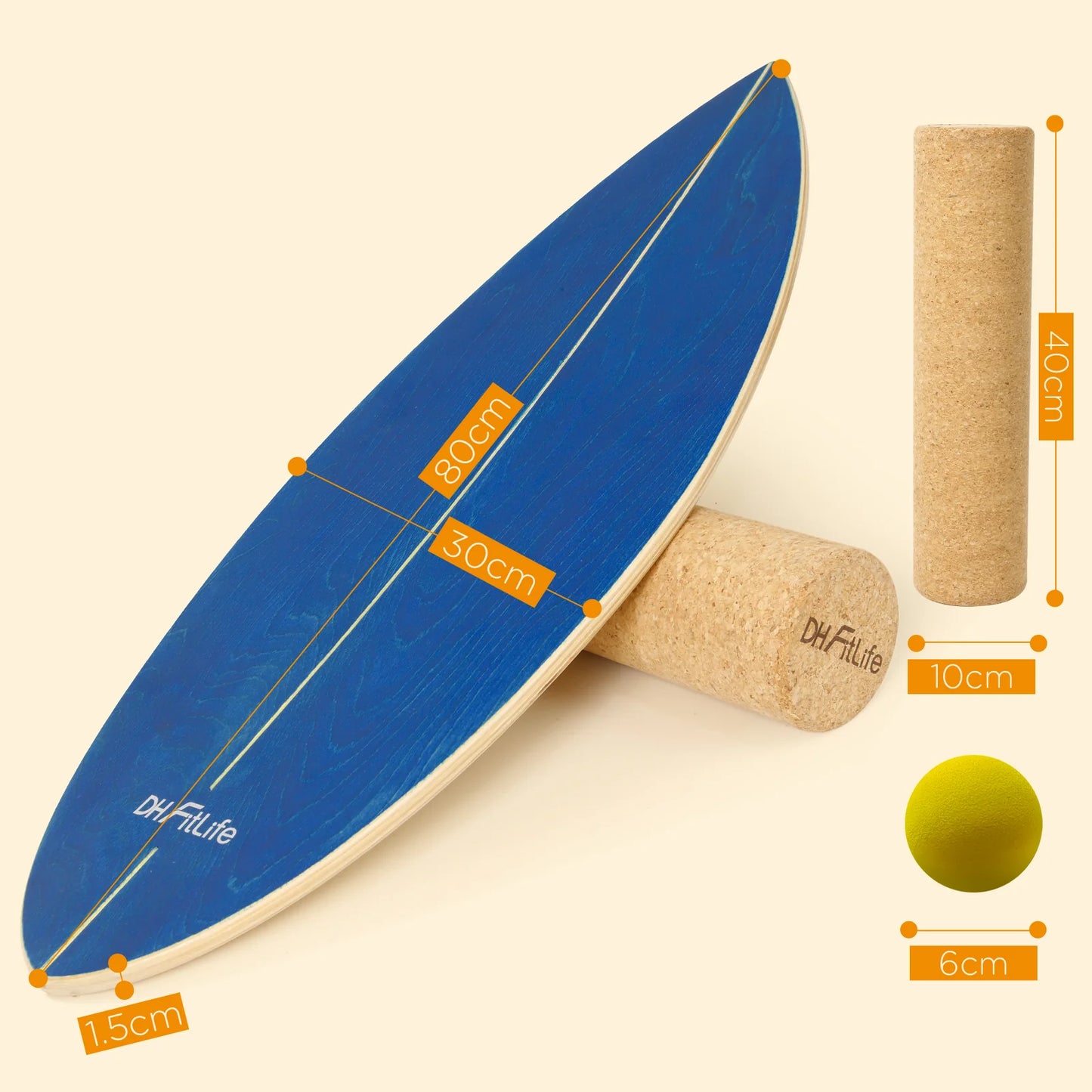 DH FitLife Surfin Balance Board uit Echt Hout – Indoor Surfboard met Rocker Shape voor Balans en Coördinatie
