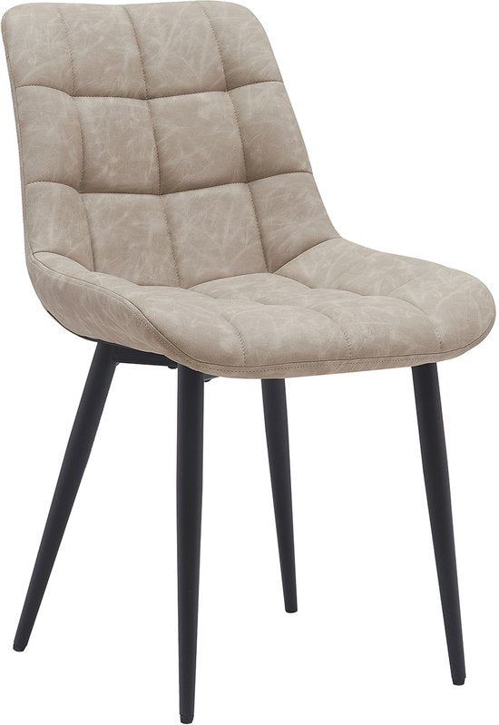 VVD eetkamerstoel - beige - zwart - metalen frame - industrieel - set van 2
