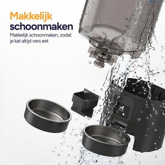 Viervoeter Feed Dual - Automatische Voerbak 7L - Kat en Hond - Voerautomaat met App & Audio - Zwart