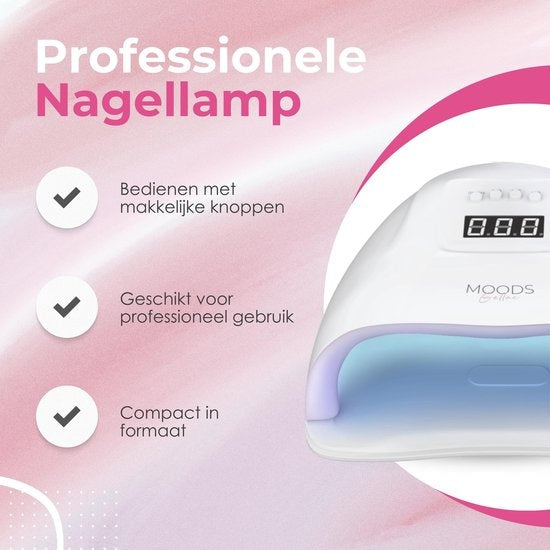 Moods Gellac Professionele Luxe UV Nagellamp - Nageldroger - Bedienbaar met Knoppen - Krachtige LED Lamp - Wit