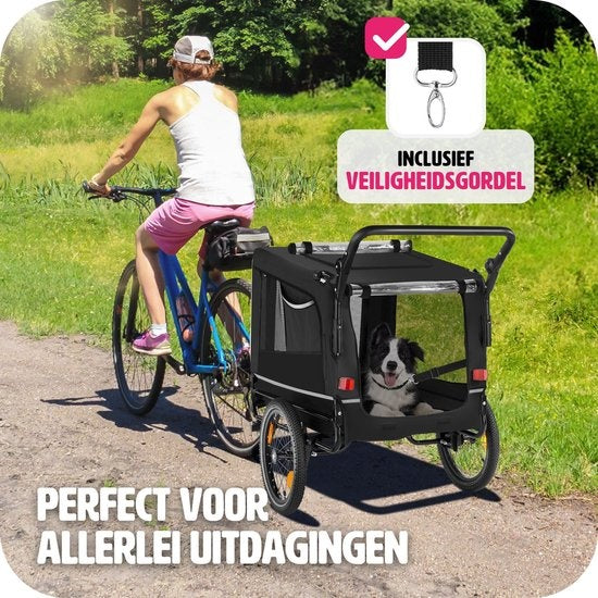 tectake® - Hondenkar WoofRider fietskar - zwart - inklapbaar - tot 40 kg - hondenbuggy hondenwagen
