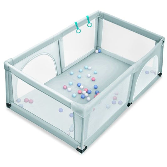 Babybox met 50 Speelballen en 2 Deuren Baby Speelbox Grondbox 120 x 190cm Blauw