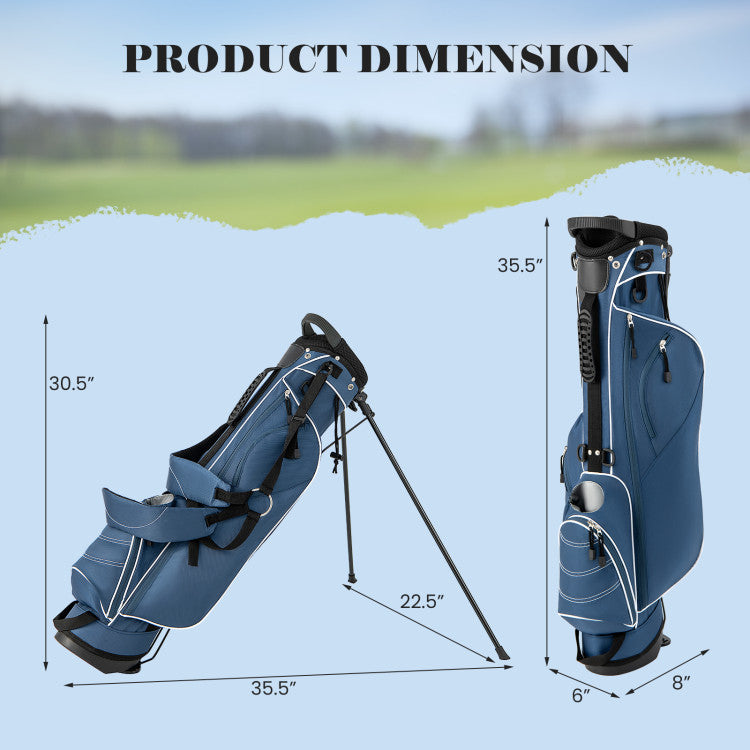 Coast Golf Stand Cart Bag – 4-weg verdeler – Lichtgewicht met 4 opbergvakken – Inclusief regenhoes – Handvatten en dubbele schouderriem – Afmetingen: 36 x 32 x 112 cm – Kleur: Zwart