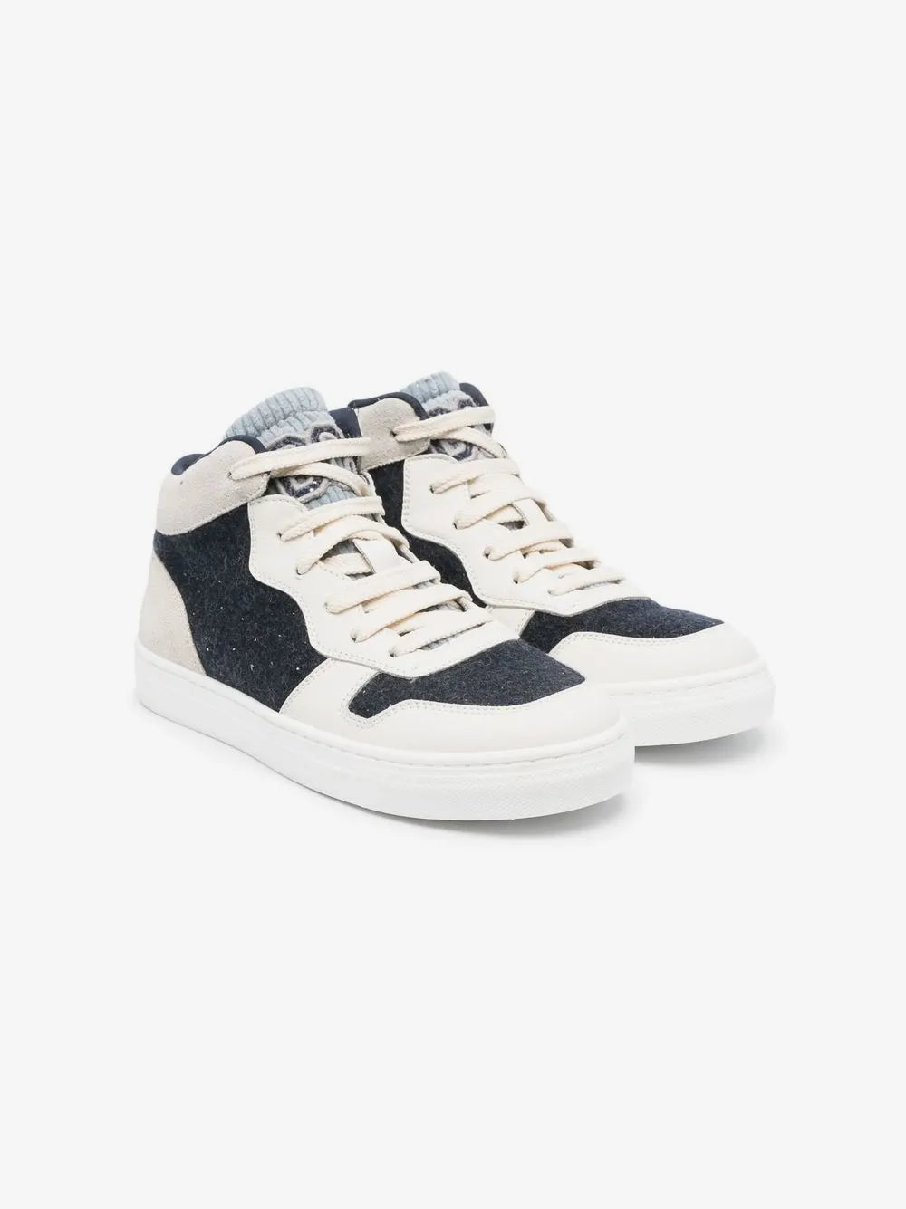 Brunello Cucinelli Kids Sneakers Cloud White/Jet Black – Kalfsleer – Made in Italy