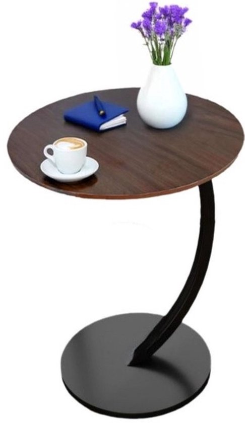 Ceruzo Bijzettafel Bruin - rond 40 cm - hoog 60 cm - kleine bijzettafel - C-vorm - Banktafel
